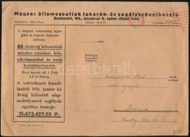 cca 1930 Magyar Államvasutak Takarék és Segélyszövetkezete Ismertető füzet 20p. és körlevél borítékk...