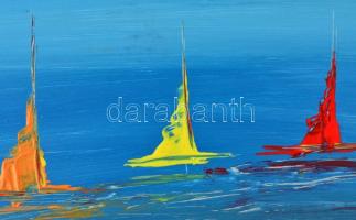 Havasi Szilvia (1982-): Színes vitorlák. Akril, farost, jelzett, 24 x 32 cm