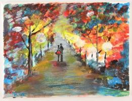 Havasi Szilvia (1982-): Őszi séta. Akril, vászon, jelzett, 18 x 24 cm