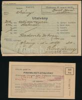 1942-1944 Kiskirályság, Sertésvágási engedély, sertéslap, fizetési meghagyás, stb., 8 db