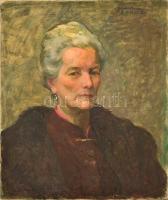 Gábor Móric (1889-1987): Idős hölgy portréja 1942. Olaj, vászon (festék lepattanásokkal), jelzett, 60×50 cm