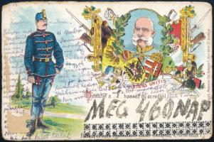 1902 Sorkatona hazaküldött visszaszámláló képeslapja. Sérült propaganda lap