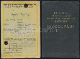 1937 Nemzeti Úszósport Alapítvány fényképes igazolványa + 1951 Tűzoltó egyenruha és rangjelzés visel...