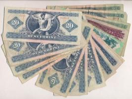 20db-os vegyes magyar forint bankjegy tétel, közte 1957. 100Ft T:III,III-