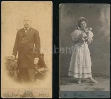 cca 1880-1900 4 db nagyméretű kabinet fotó: urak, dámák. 11x21 cm