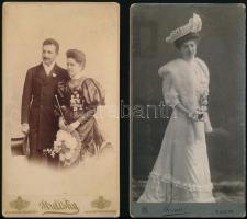 cca 1880-1900 4 db nagyméretű kabinet fotó: urak, dámák. 11x21 cm