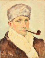 Hajós jelzéssel: Kucsmás férfi 1949. Olaj, karton, 49×38 cm