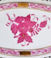 Herendi Apponyi mintás tál, kézzel festett, jelzett, hibátlan, 22×11,5 cm