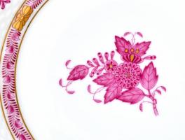 Herendi Apponyi mintás süteményes készlet, kézzel festett, jelzett, apró kopásnyomokkal, 4 db tányér...