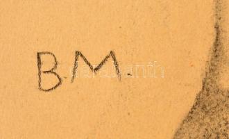 B.M. jelzéssel: Ülő férfi akt. Szén, papír (szakadással), 54×37 cm