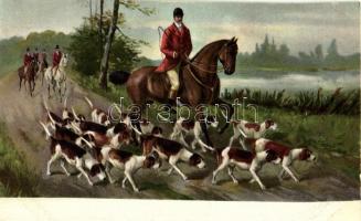 Hunters on horses with hunting dogs (EK)
