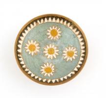 Zománcozott indiai réz tálka, d: 13 cm, m: 6 cm