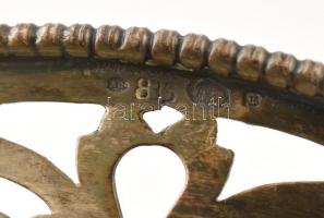 Ezüst áttört szélű kosárka, jelzett, 20,5×14,5 cm, nettó: 221 g