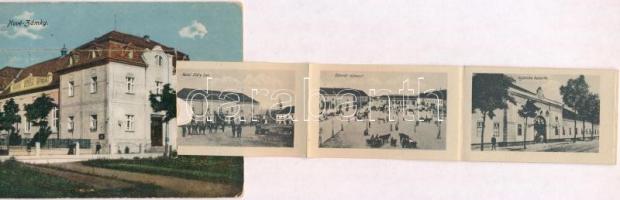 Érsekújvár, Nové Zámky; Sokolovna / Szokol sportmozgalom háza. leporellólap, belül: vasútállomás, ut...