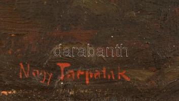 Balló Ede (1859-1936): Nagy Tarpatak. Olaj, fatábla, festék kopással, jelzett, keretben, 24.5×45 cm