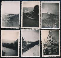 cca 1939-1941 Kárpátaljai részletek, tájak (Ungvár, Volóc, beszkidi határvidék, stb.), 10 db fotó, hátoldalon feliratozva, 6×9 cm