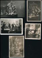 cca 1920-1960 Régi karácsonyok, 5 db fotó, 6×6 és 6×9 cm közötti méretekben