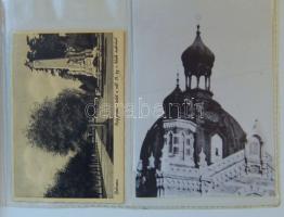 Debrecen - Hortobágy album, régi és modern képeslapok, fényképek stb. 47 db, albumban hozzá 18 egyforma modern Hortobágy üdvözlőkártya