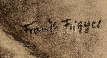 Frank jelzéssel: Ülő női akt. Szén, papír, 54×41 cm