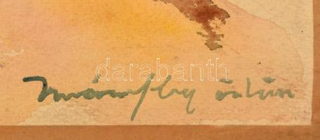 Márffy jelzéssel: Álló női akt. Akvarell, papír, gyűrődéssel, 46×32 cm