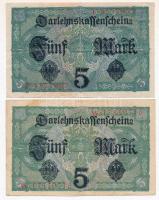 Német Birodalom 1917. 5M (2x) T:III 
German Empire 1917. 5 Mark (2x) C:F