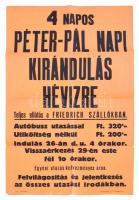 4 napos hévízi kirándulást hirdető plakát, szállás: Friedrich Szállóban, reklámplakát, hajtott, 46×31 cm