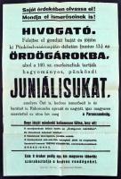 cca 1930 Rákoscsaba, 140. sz. cserkészfiú csapat pünkösdi juniálisának meghívó plakátja. Rákoscsaba, Kirchner-ny., hajtásnyomokkal, 47x31 cm.