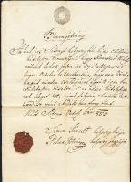 1840-1854 Okirati szignetták teljes okmányokon. 5x6kr 2x15kr, + 1 Gulden, összesen 8 db