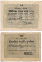 1849. 30kr "Kossuth bankó" (2x) egyik csillagos sorozatszámmal T:III,III- Adamo G103,G103A