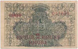 Szerb-Horvát-Szlovén Királyság 1919. 1/2D 2K-ás piros, "KPYHE 2 KRUNE KRONI" felülbélyegzé...