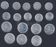 Hollandia 1954-67. 1G Ag (10x) komplett sor! + 1959-66. 2 1/2G (7x) komplett sor T:2,2/3 Összesen 17...