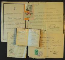 1944-1960 kis hagyaték okmány tétel 7 db + 1 tinédzser lány naplója 1956 október-novemberi érdekes bejegyzésekkel