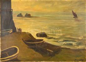 Jaksa István (1894-1982): Fiume. Olaj, vászon (festék lepattanásokkal), jelzett, 65×90 cm