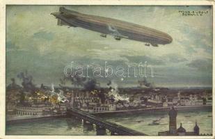 1915 Deutscher Luftflotten-Verein / WWI German military airship Schütte-Lanz bombing Warsaw s: Hans Rudolf Schulze (EK)