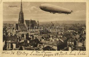 Wien, Vienna, Bécs; Stefansdom, Panorama / general view with airship (EK)