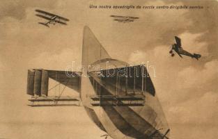 Una nostra squadriglia da caccia contro dirigibile nemico / WWI Italian military hunting aircraft squadron against enemy airship