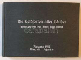1916 A világ pénzei: 44 dombornyomott litho lap a világ országainak fémpénzeivel, zászlójával szép albumban / 44 embossed litho cars in nice album with the flags and coins of the world
