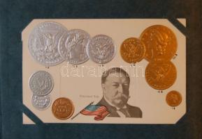 1916 A világ pénzei: 44 dombornyomott litho lap a világ országainak fémpénzeivel, zászlójával szép a...