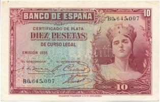 Spanyolország 1935. 10P T:II Spain 1935. 10 Pesetas C:XF