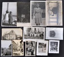 cca 1930-1980 Vegyes fotó tétel, 12 db, közte városfotók is (Sopron, Nyíregyháza)..stb. Változó állapotban, 13x8 cm és 7x5 cm közötti méretben