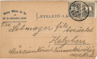1899 Max Weiss & Sohn Fell- & Rauchenwaarenhandlung Marokanergasse / Weisz Miksa és fia bőr ...