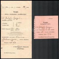 1923-1940 5 db temetkezéssel kapcsolatos régi irat, nyugta