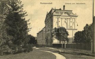 1915 Nagyszeben, Hermannstadt, Sibiu; Városliget, Román nemzeti ház / Stadtpark, Rum. Nationalhaus / park, Romanian national house