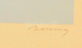 Barcsay Jenő (1900-1988): Szék. Szitanyomat, papír, jelzett, üvegezett keretben, 32×22 cm