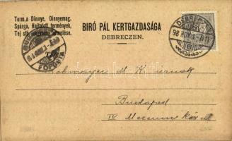 1898 Debrecen, Biró Pál debreceni kertgazdasága kihajtható reklámlapja