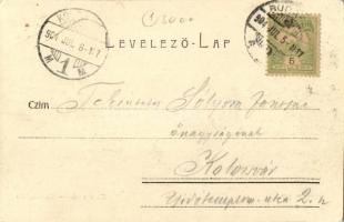 1904 Budapest VIII. Kálvin tér, templom, szökőkút, villamos, magkereskedés (EK)