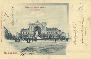 1900 Budapest VII. Központi (Keleti) pályaudvar, vasútállomás, Baross szobor. Divald fényirda 114.