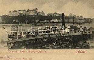 1902 Budapest I. Királyi vár és várbazár, pesti kikötő gőzhajóval