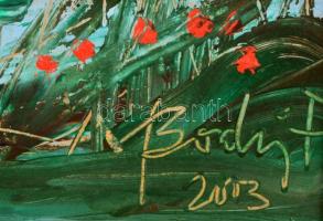 Bodri Ferenc (1943-): Balatoni nádas. Olaj, farost, jelzett, keretben, 42×31 cm