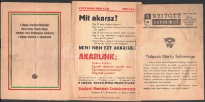cca 1950 Vegyes politikai nyomtatvány tétel (Vegyipari Munkások Szakszervezete, Magyar Szocialista Munkáspárt, Dolgozó Ifjúság Szövetsége), 5 db